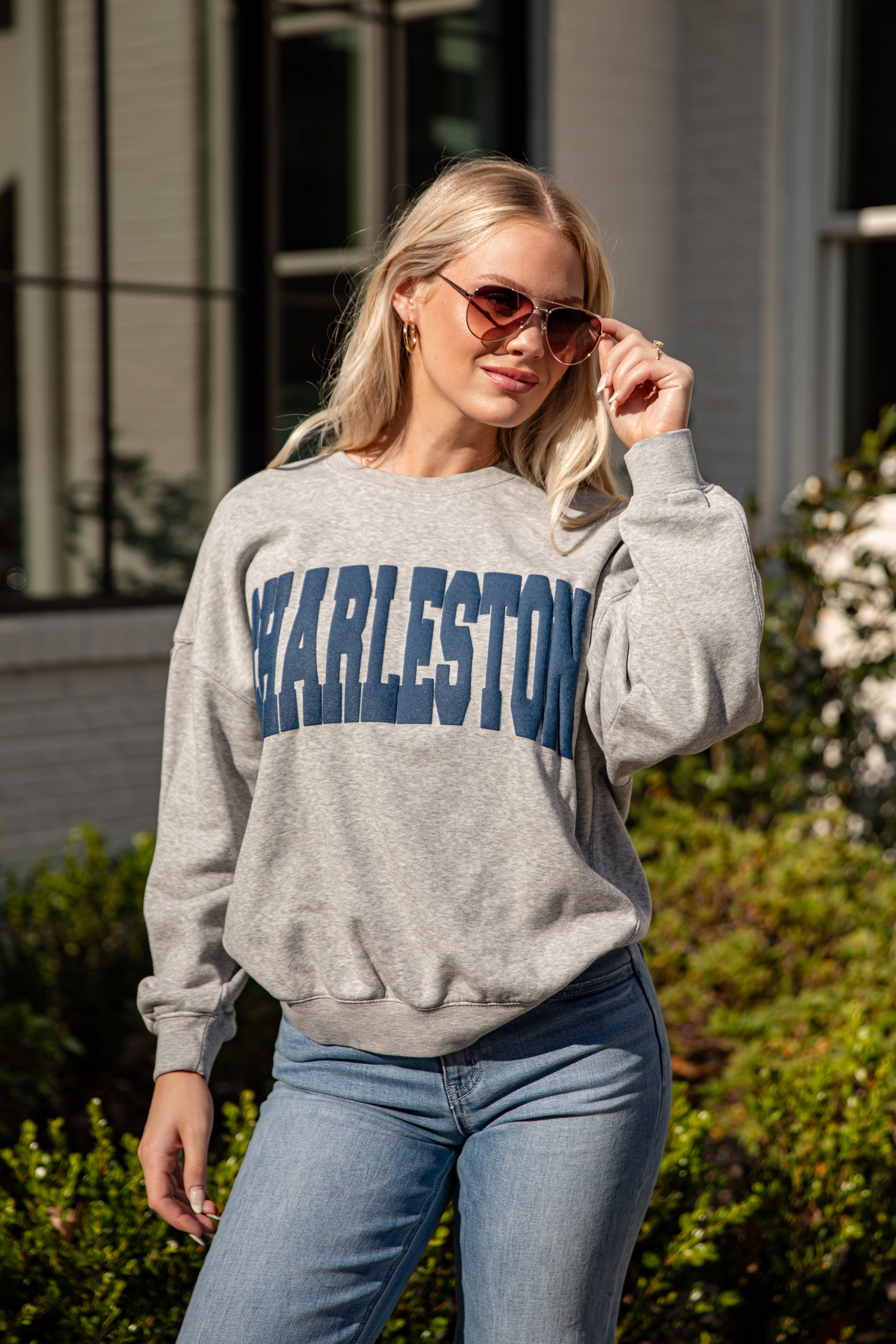 Heather Grey Charleston Block Letter Sweatshirt