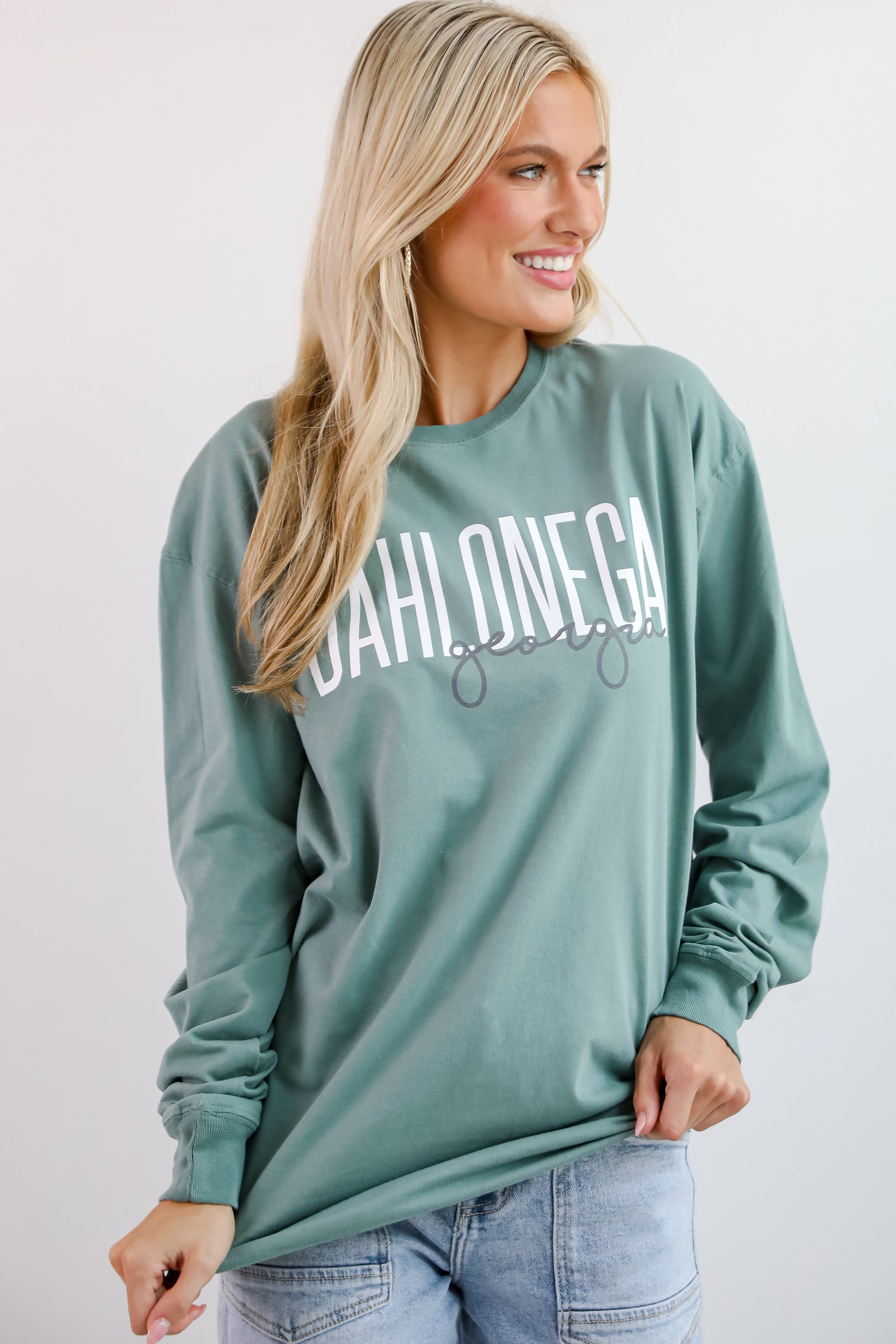 Seafoam Dahlonega Georgia Script Long Sleeve Tee