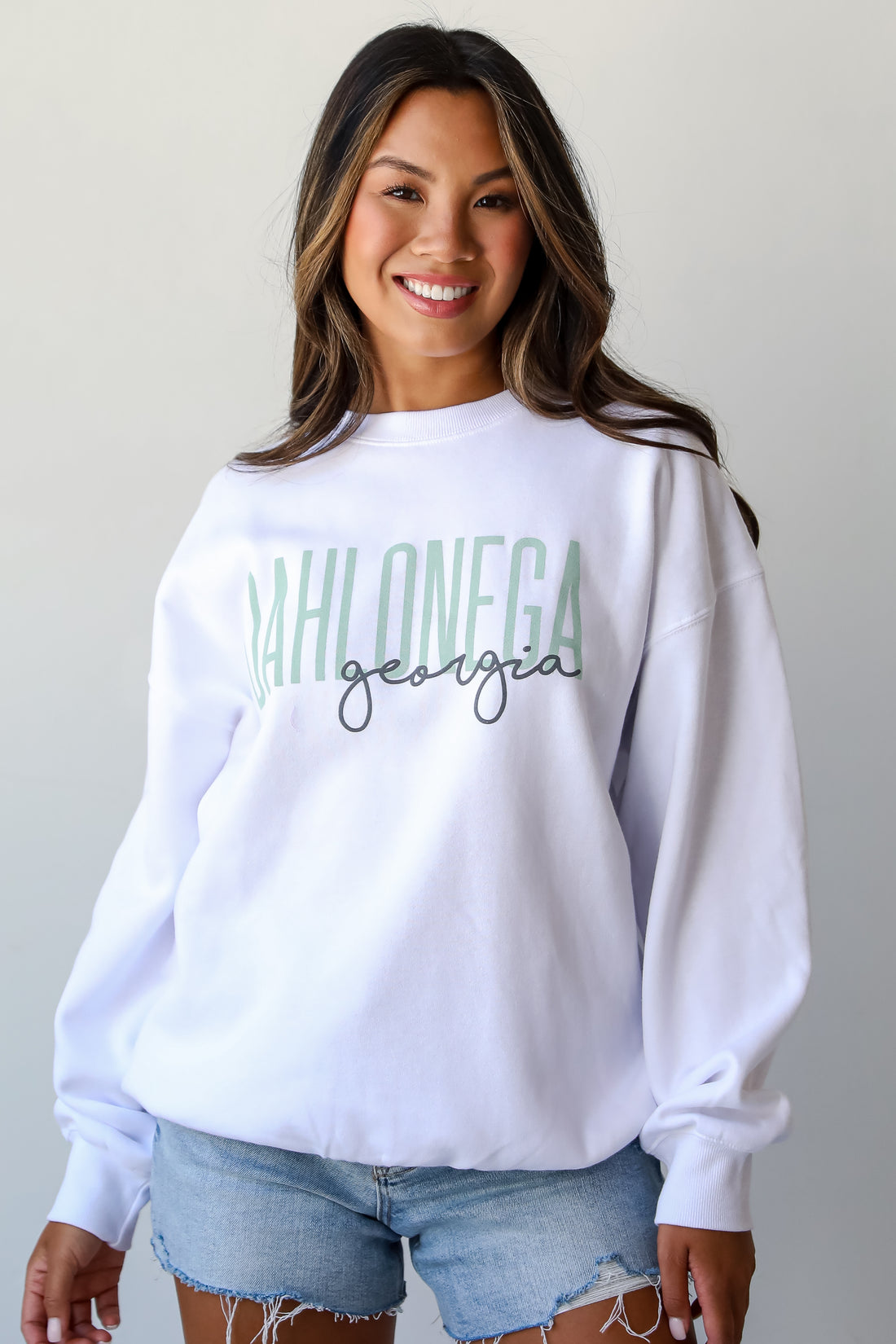 White Dahlonega Georgia Script Sweatshirt