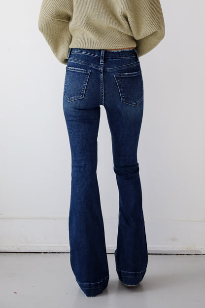 Julia Dark Wash Mid-Rise Flare Jeans