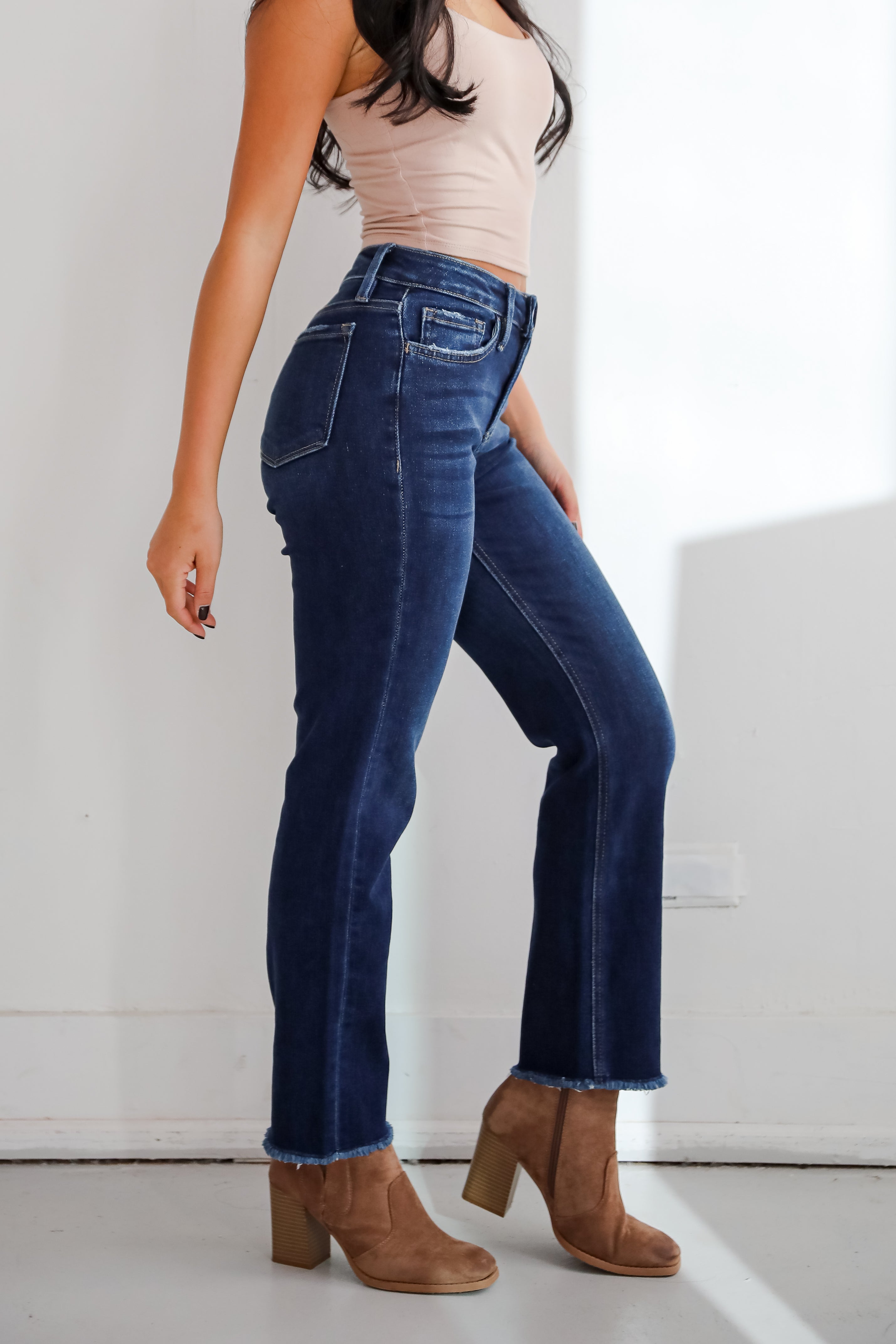 Mia Dark Wash High-Rise Ankle Straight Jeans