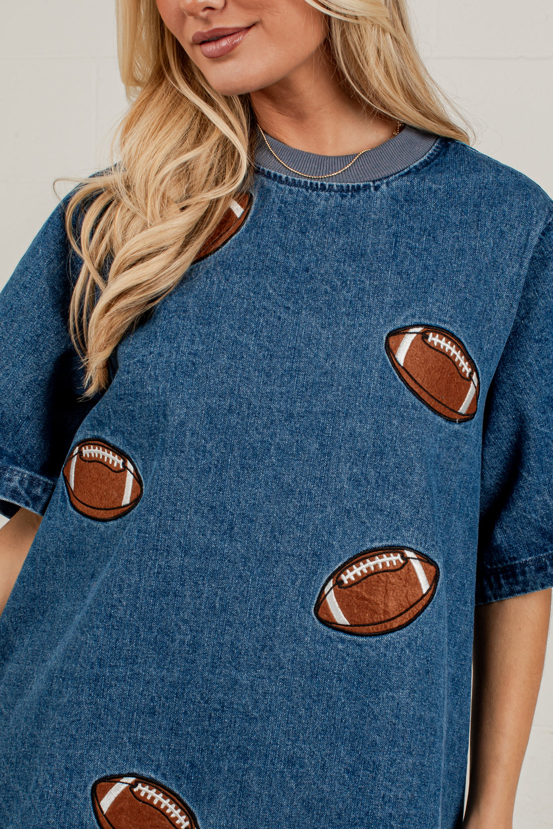 End Zone Energy Football Denim Mini Dress
