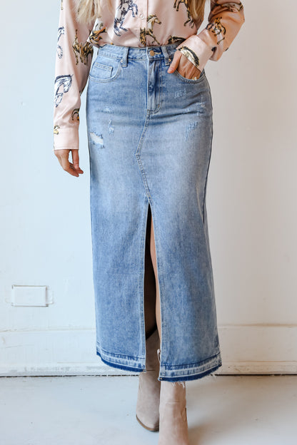 long denim skirt