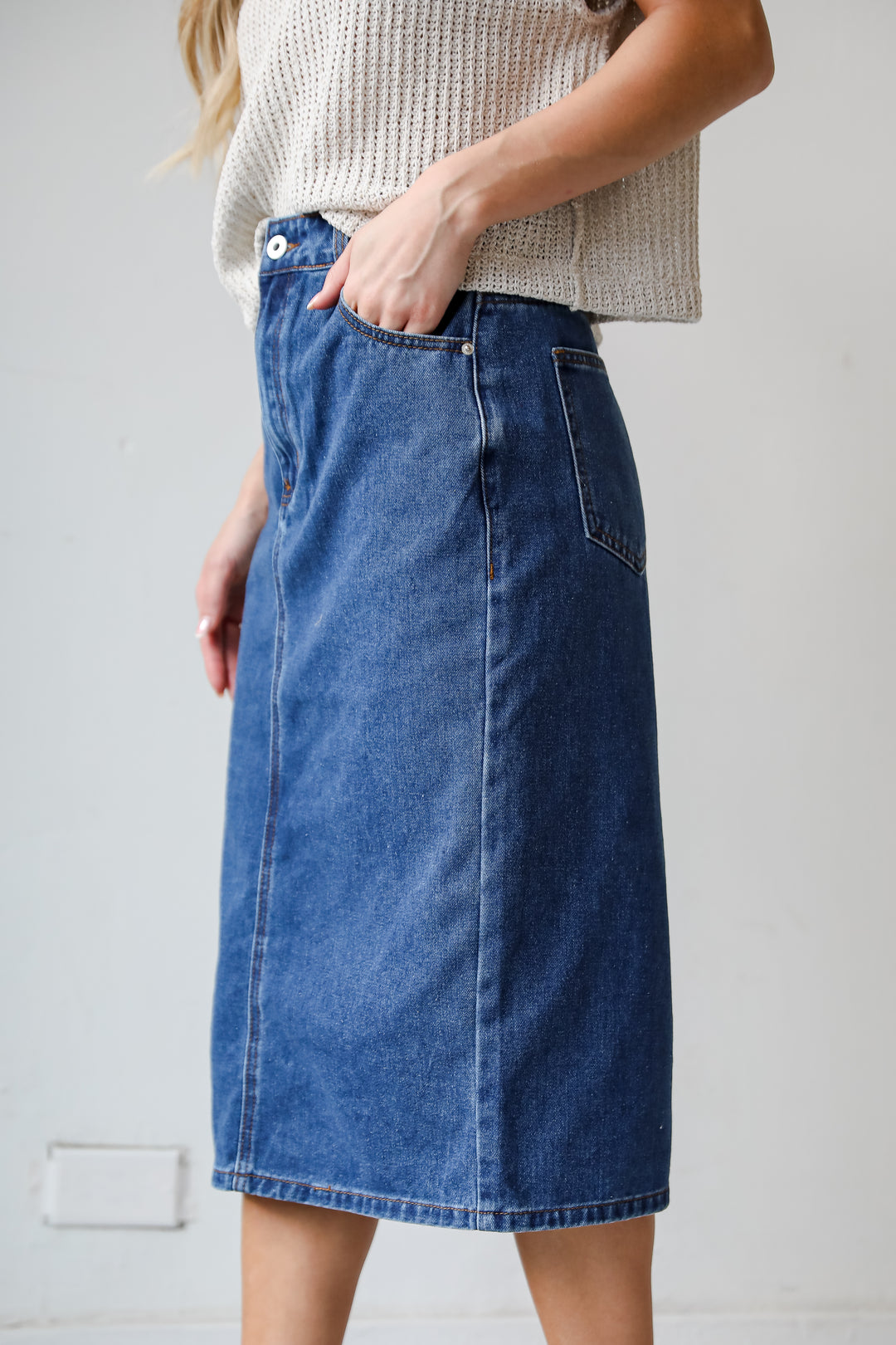 cute Denim Midi Skirt