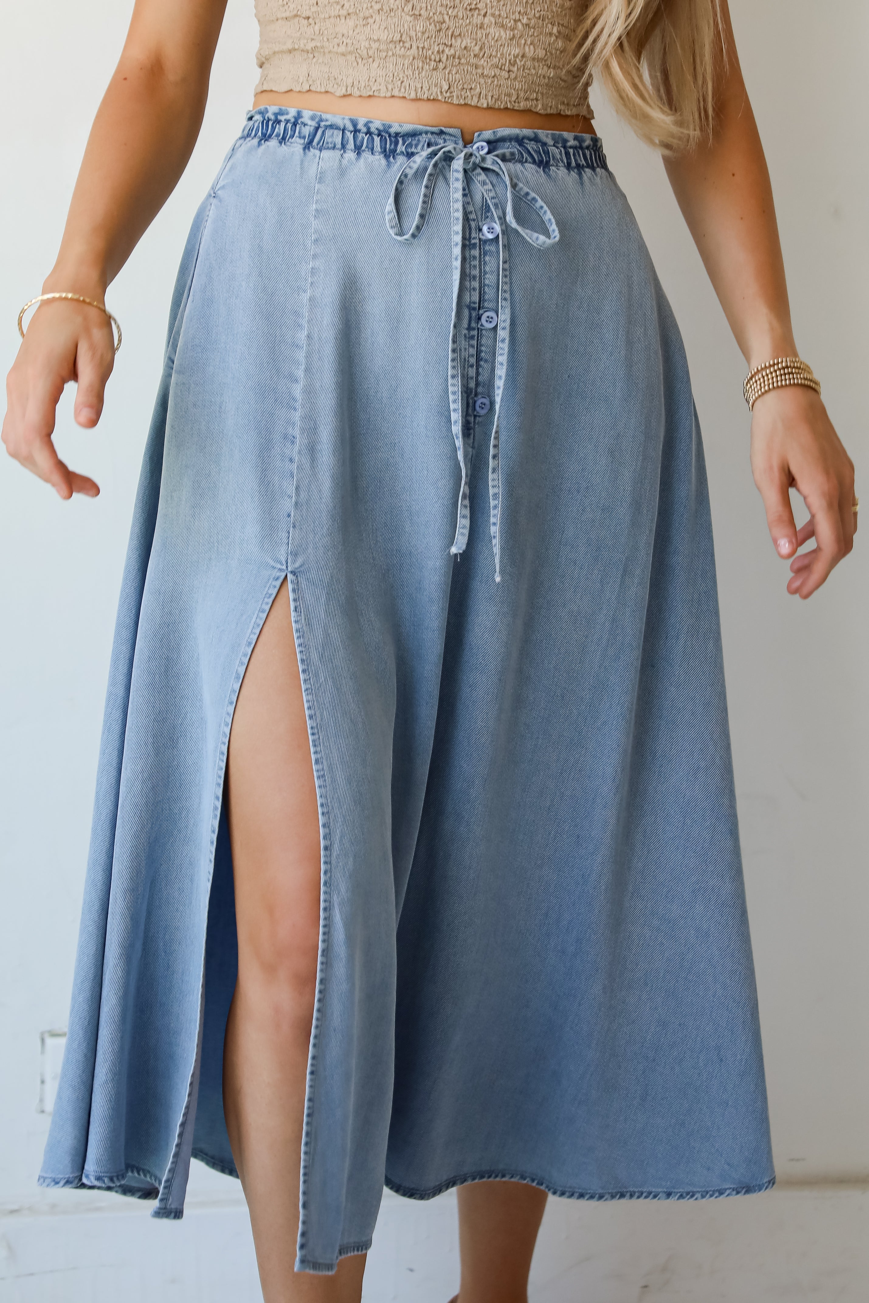 Distinct Style Denim Midi Skirt