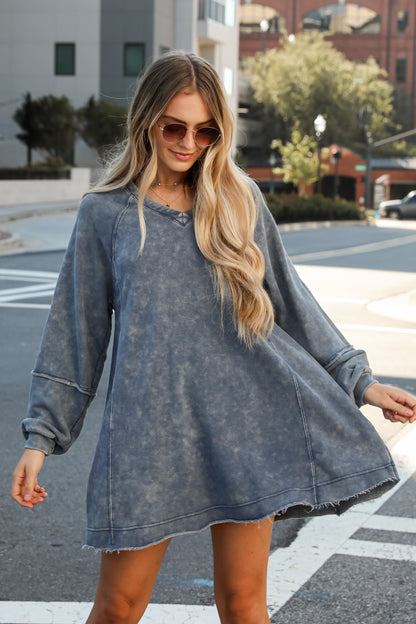 Modern Concept Denim Knit Mini Dress