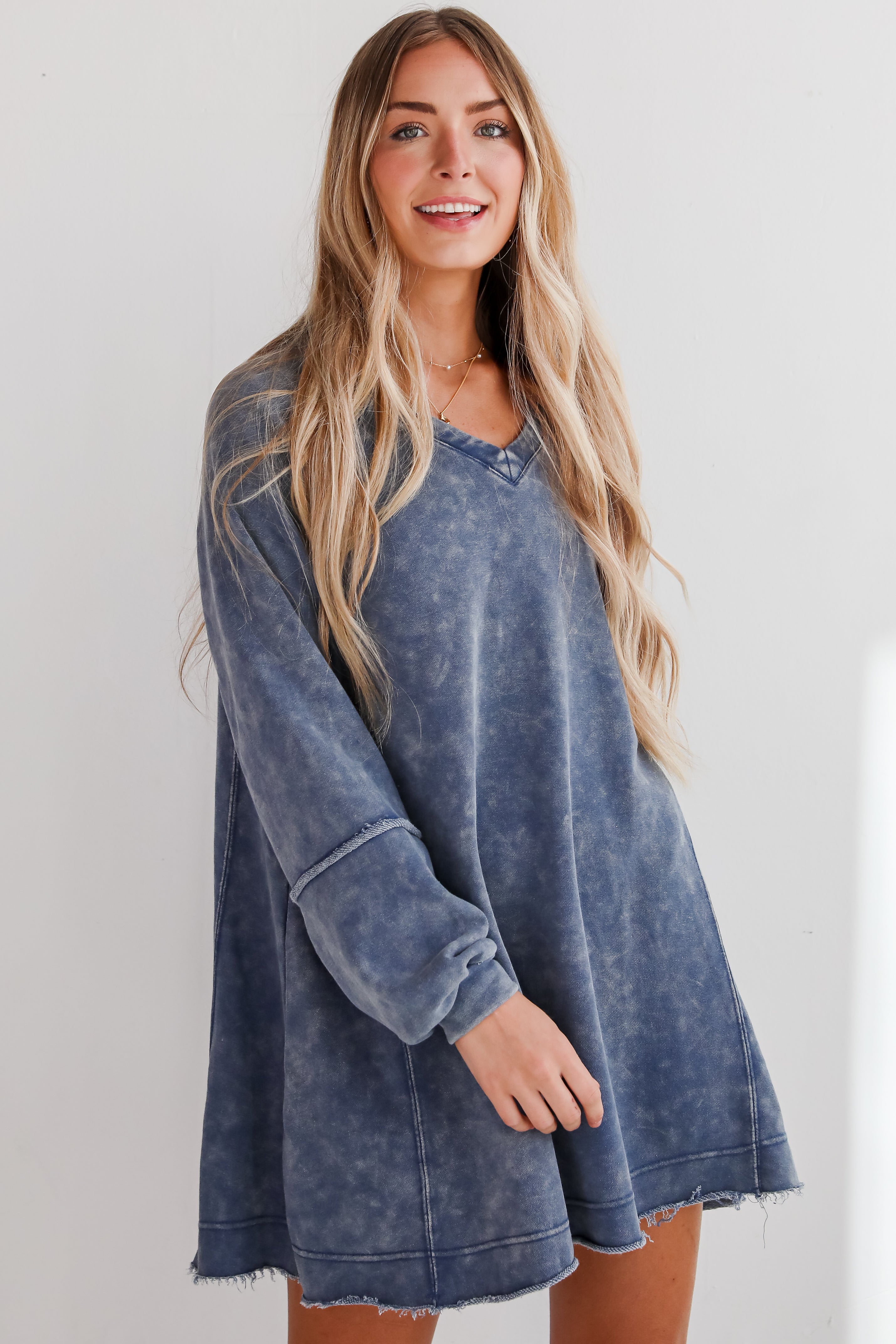 Modern Concept Denim Knit Mini Dress