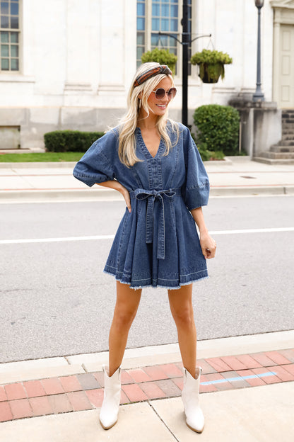 Polished Sweetie Denim Mini Dress