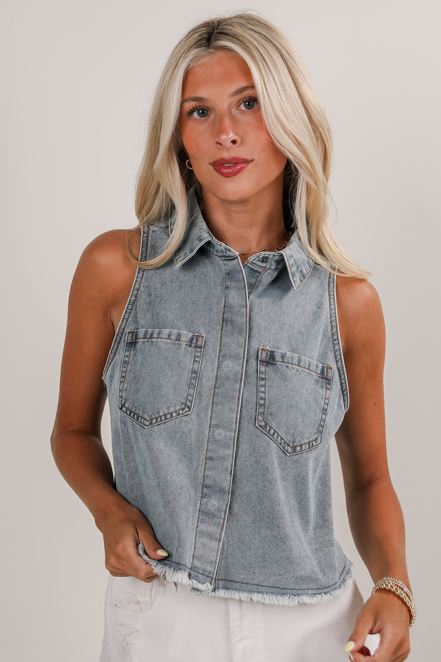 See You Out Denim Tank