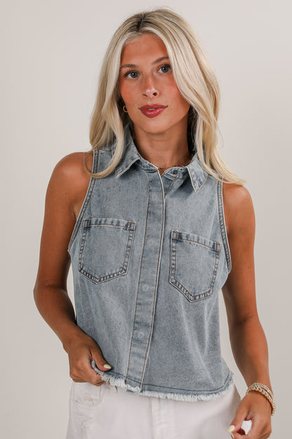 See You Out Denim Tank