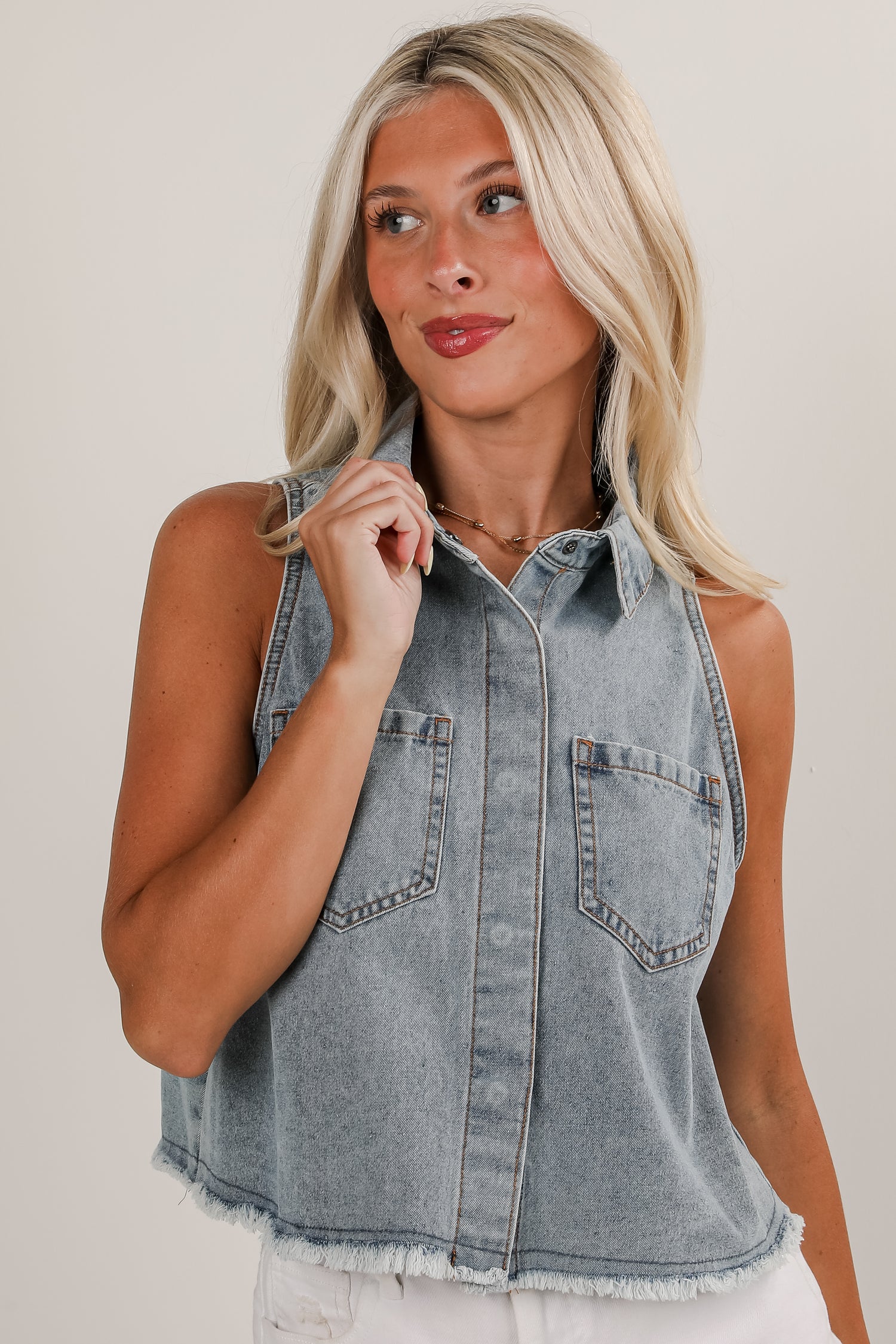 See You Out Denim Tank