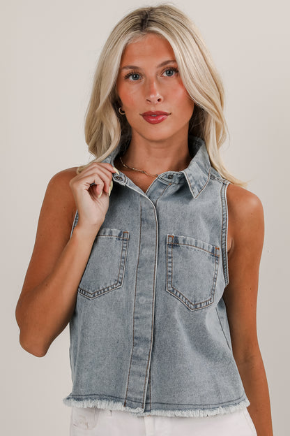 See You Out Denim Tank