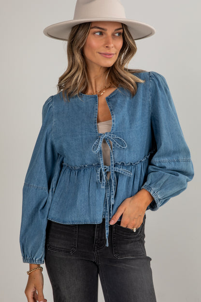 denim tie top
