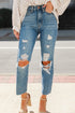 medium wash Distressed Mom Jeans