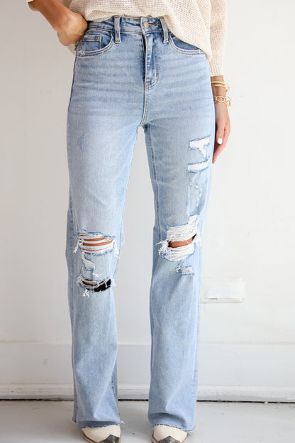 Parker Light Wash Distressed 90s Vintage Flare Jeans