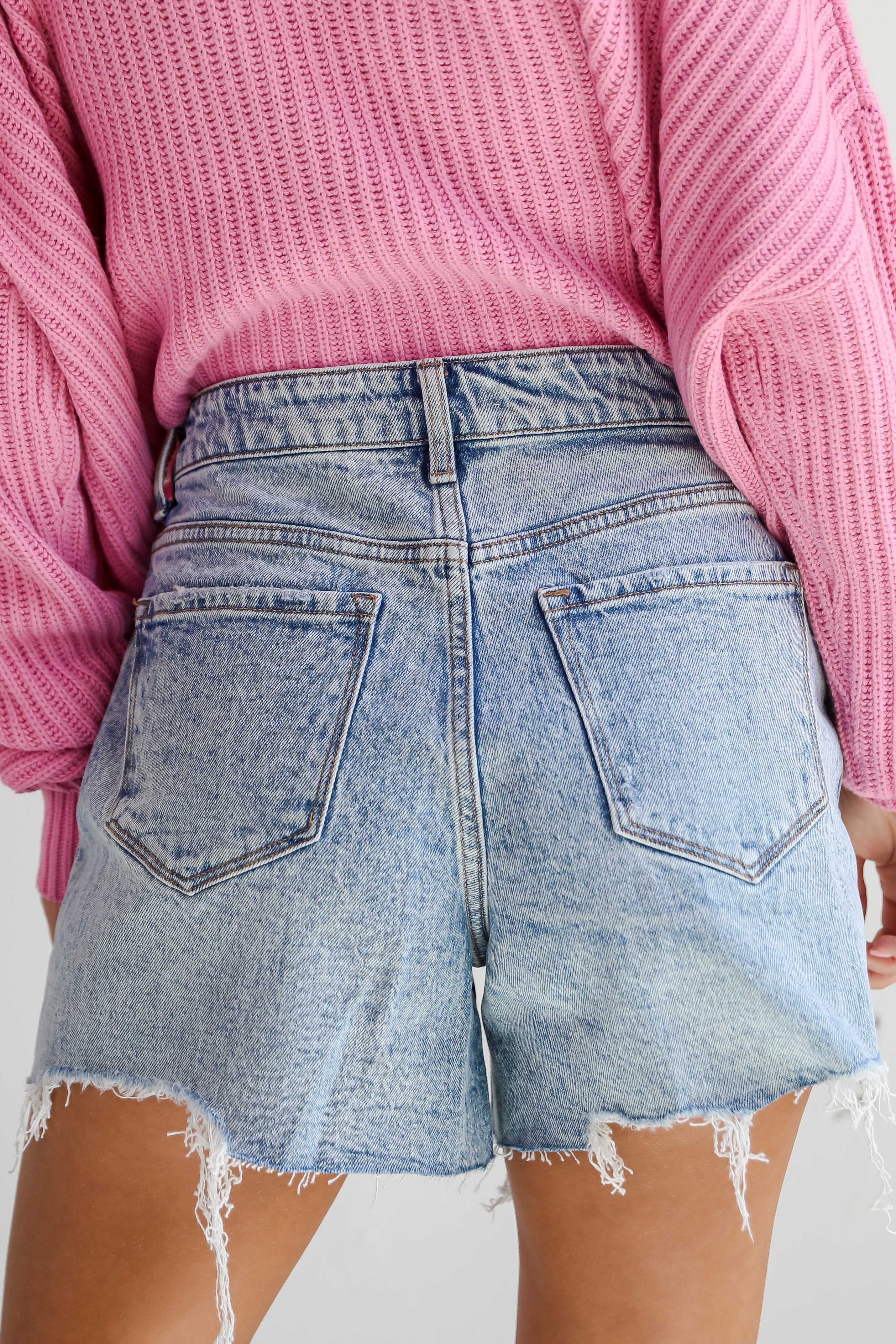 Cam Light Wash Distressed Denim Shorts