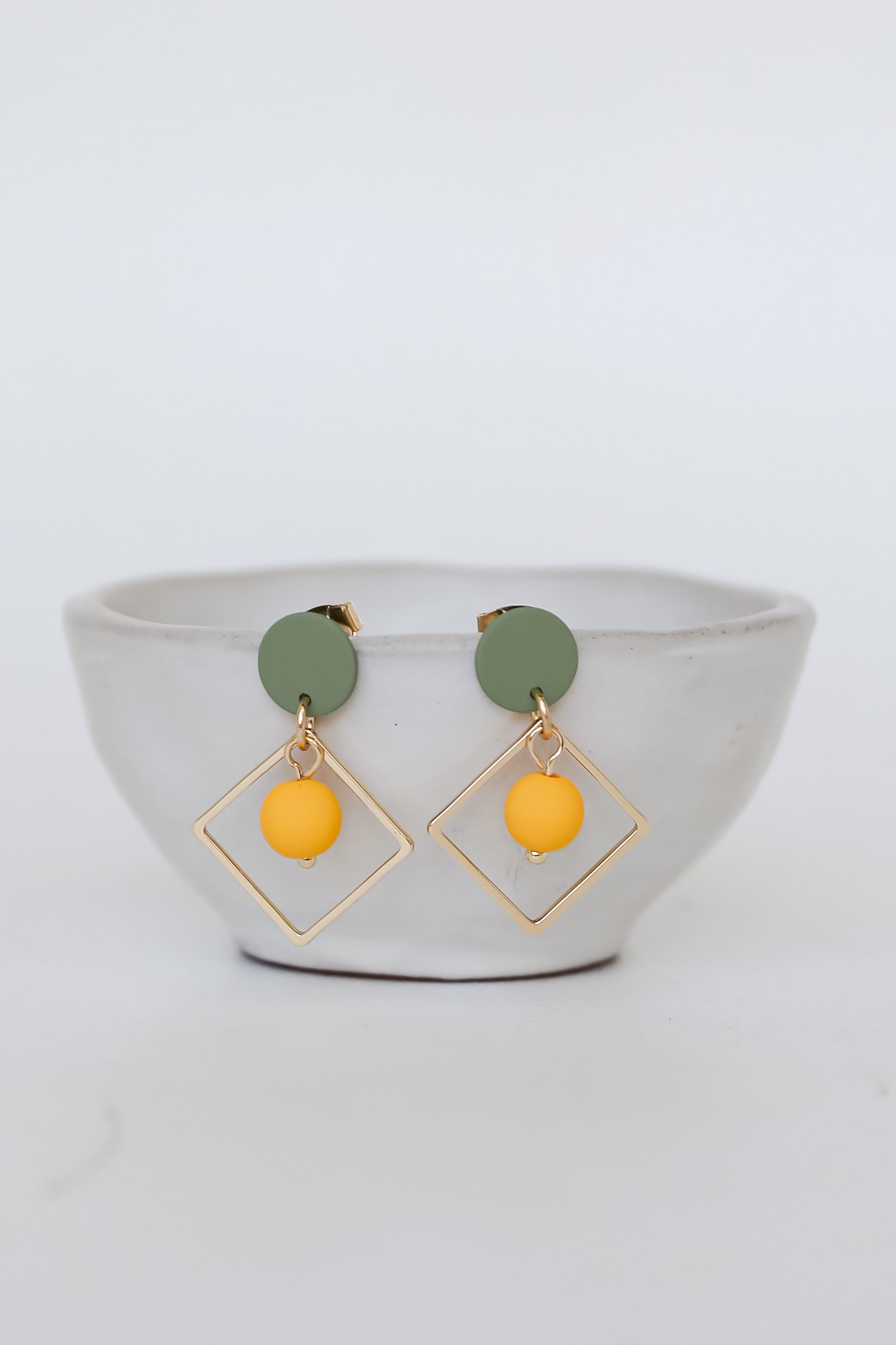 Kylie Green Square Drop Earrings