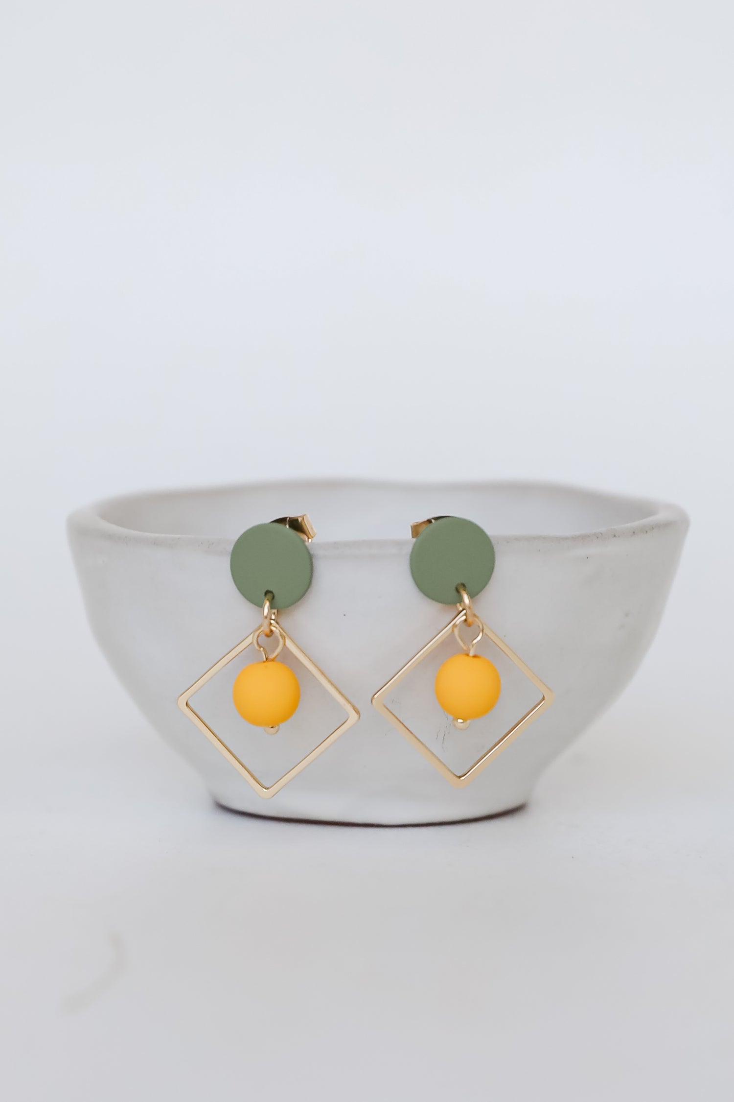 Kylie Green Square Drop Earrings