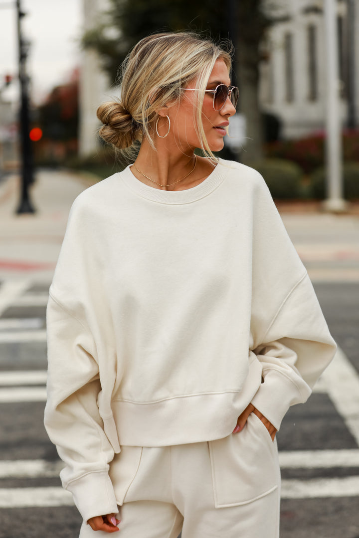 cream Fleece Pullover