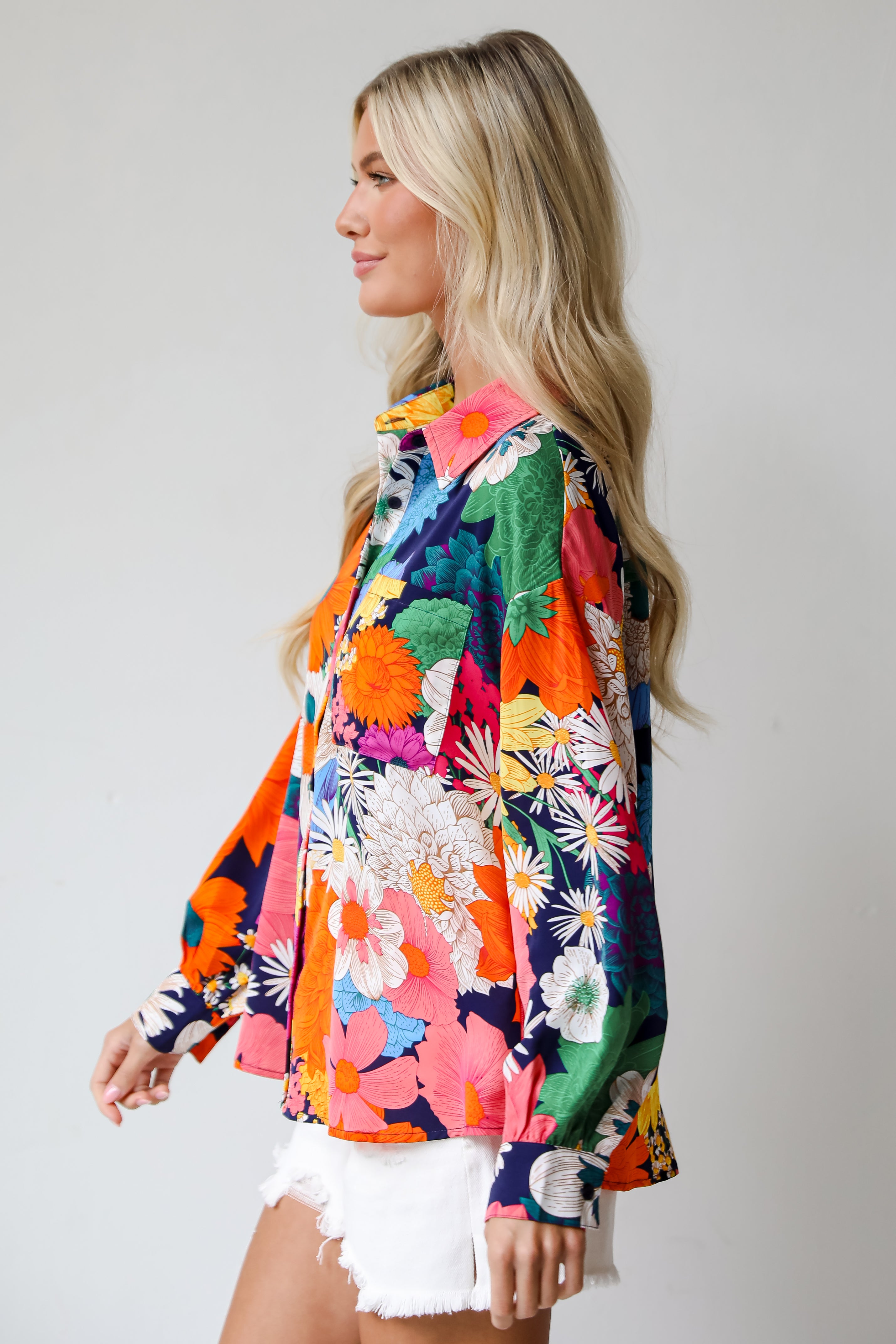 Navy Floral Blouse