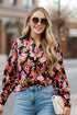 Black Satin Button-Up Blouse