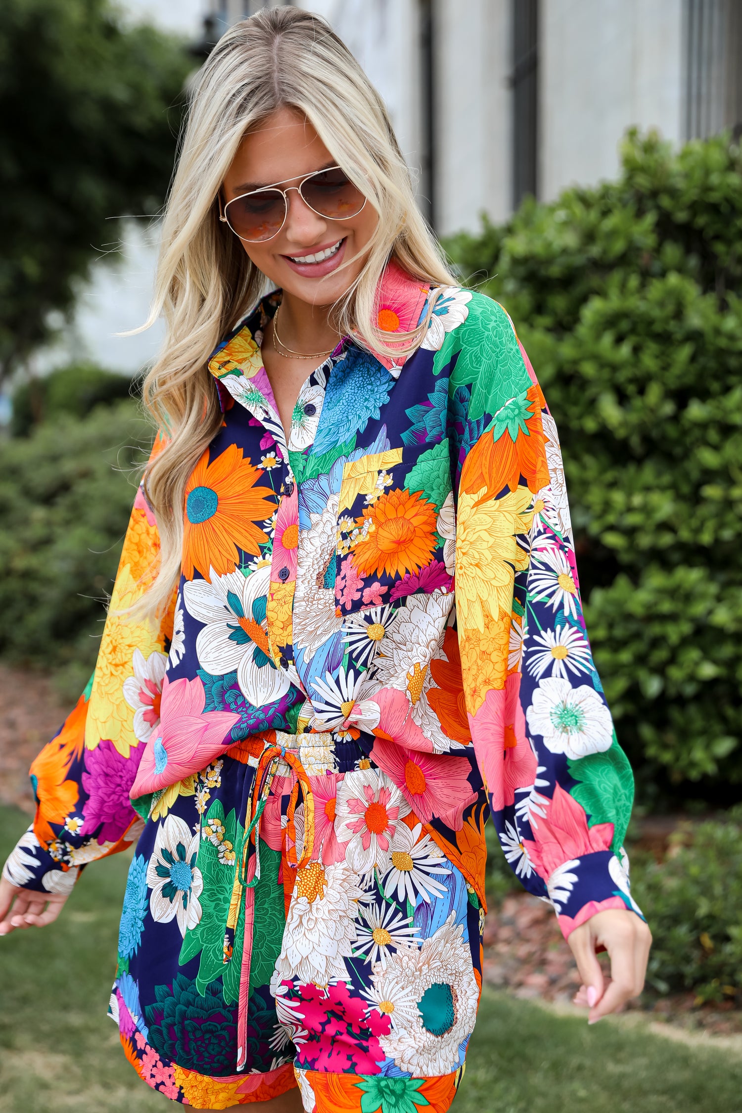 Navy Floral Blouse