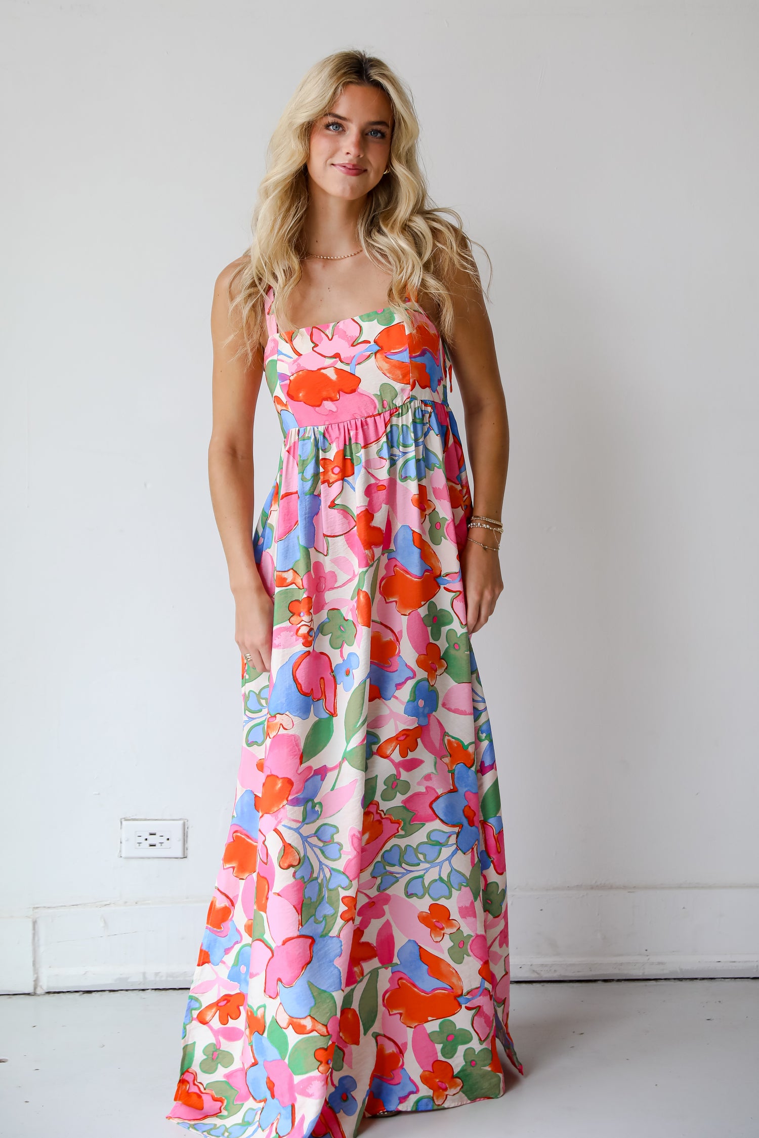 Simply A Stunner Pink Floral Maxi Dress