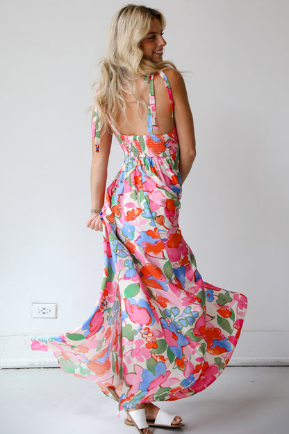 Simply A Stunner Pink Floral Maxi Dress