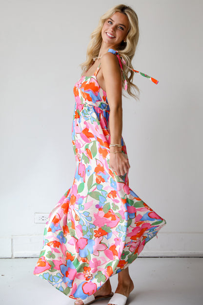 Simply A Stunner Pink Floral Maxi Dress