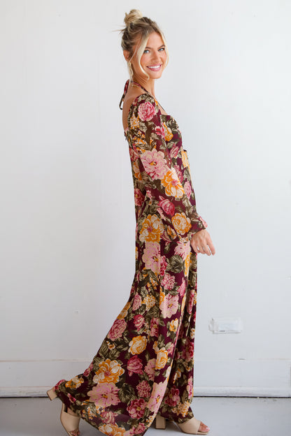 Breathtaking View Plum Floral Maxi Dress