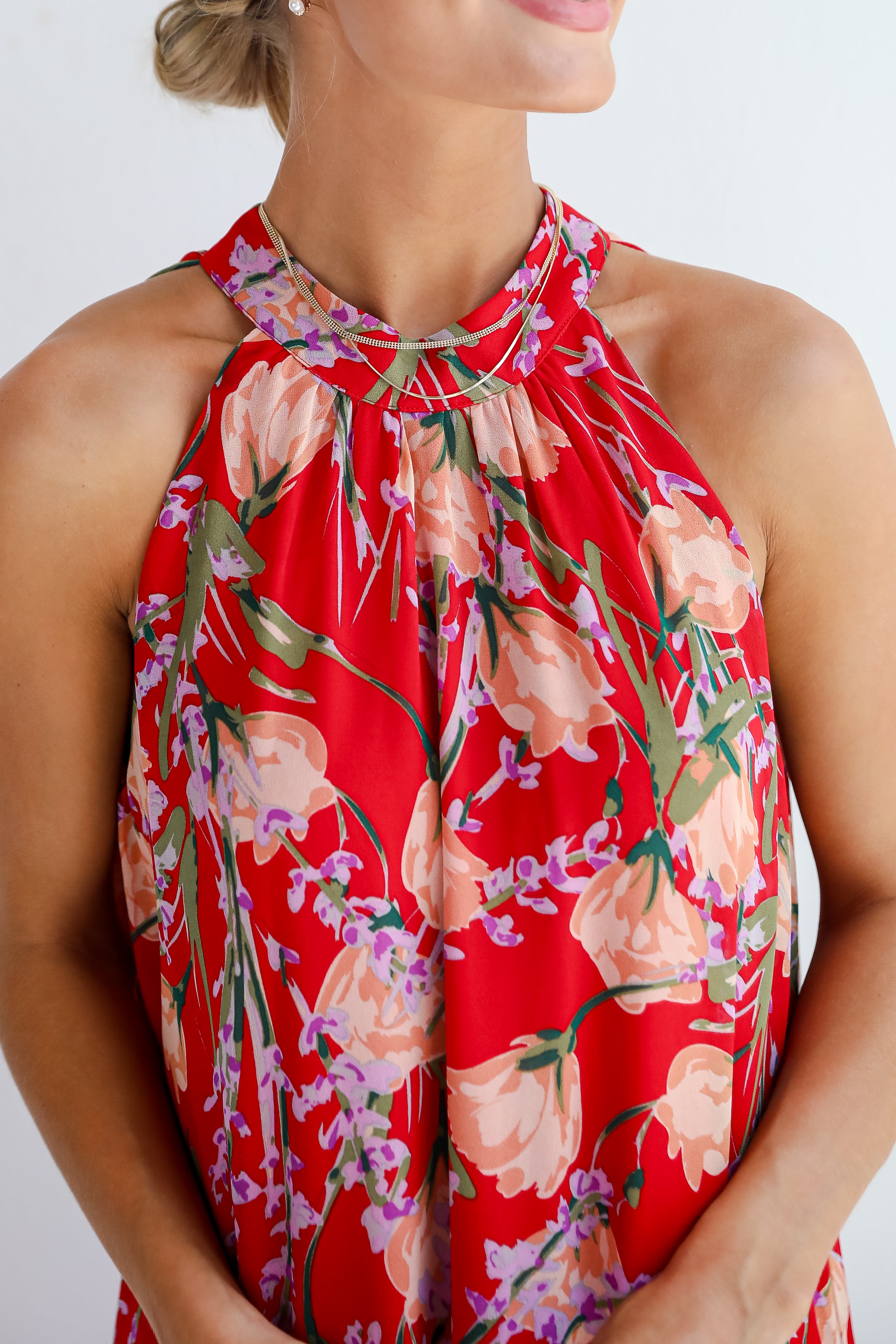 Happily Yours Red Floral Maxi Dress