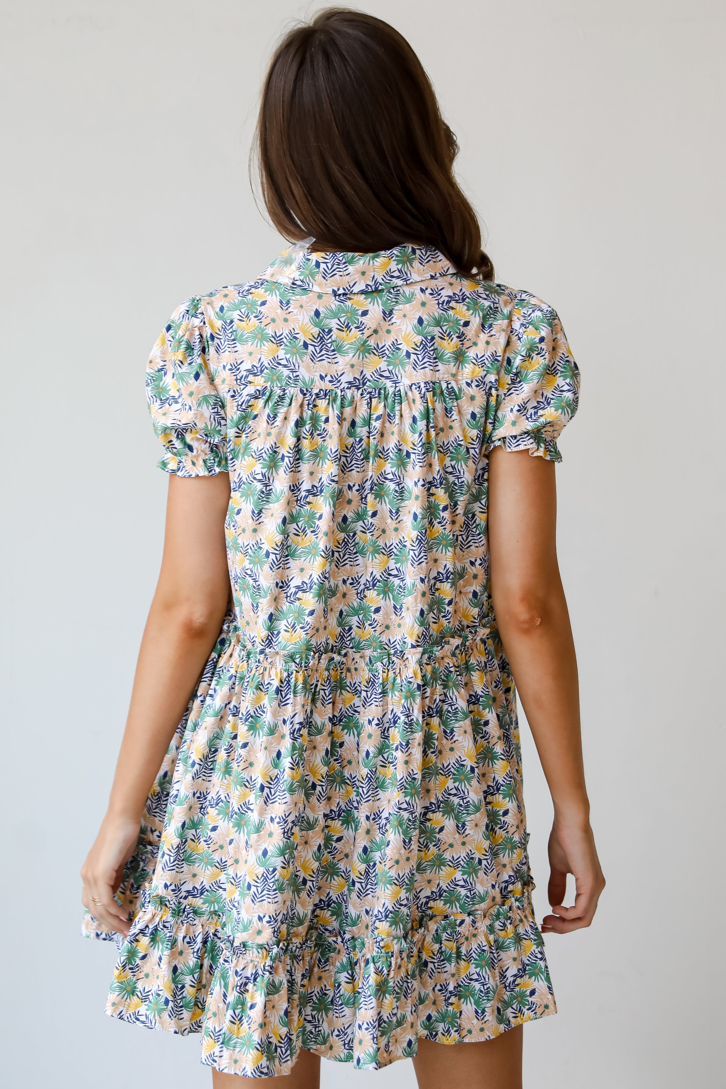 Love In The Garden Green Floral Tiered Mini Dress