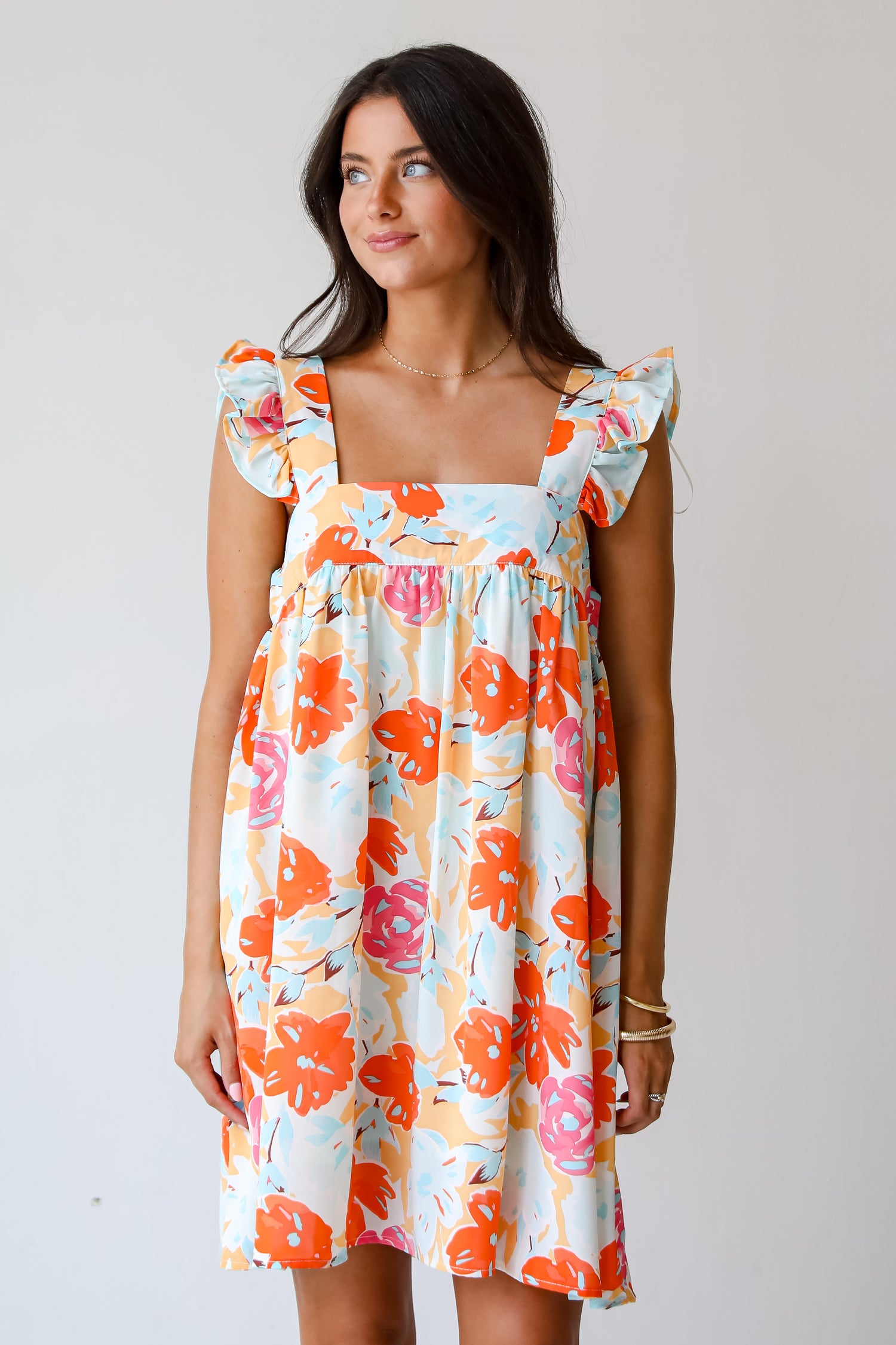 Precious Destiny Orange Floral Mini Dress