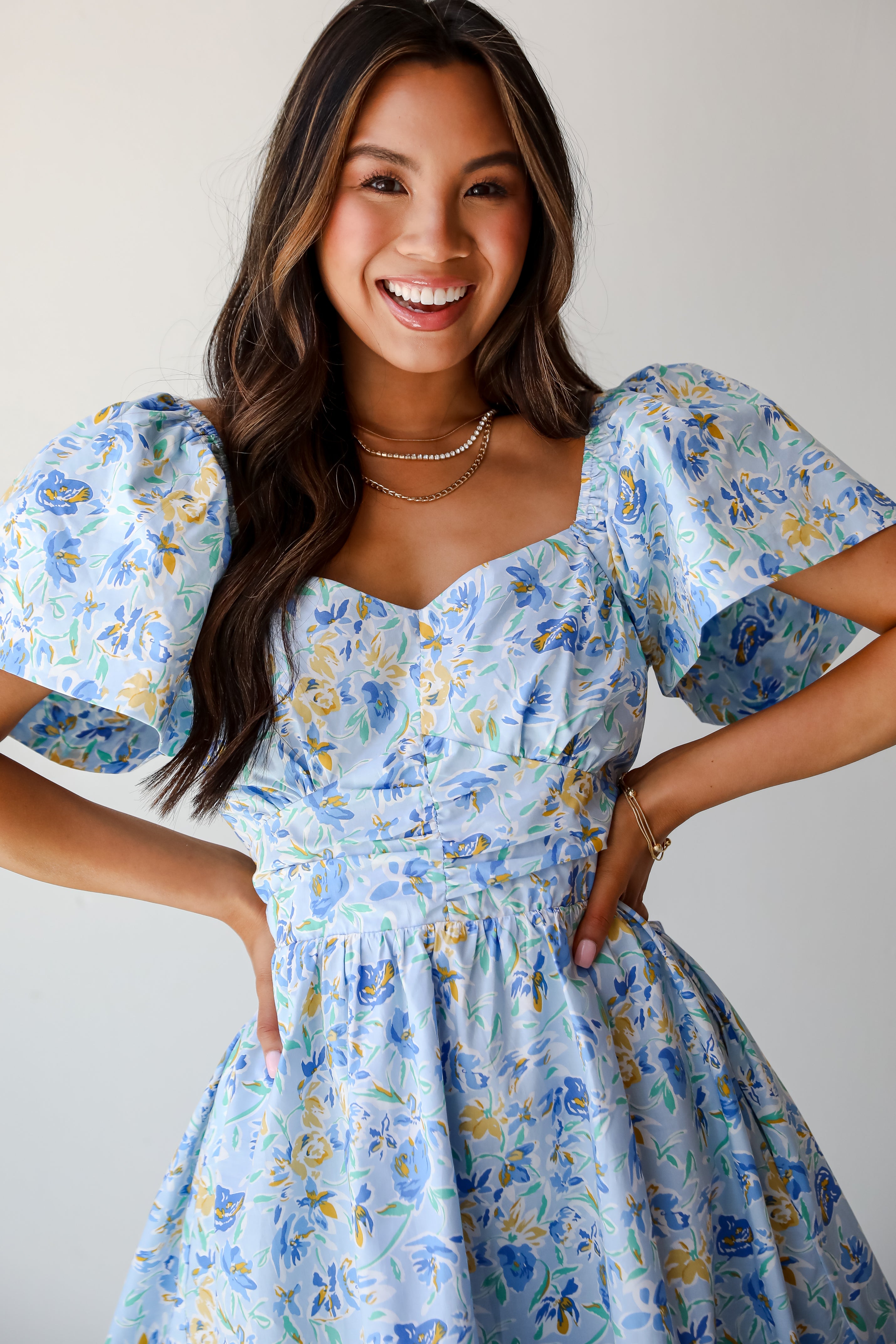 Blue Floral Mini Dress