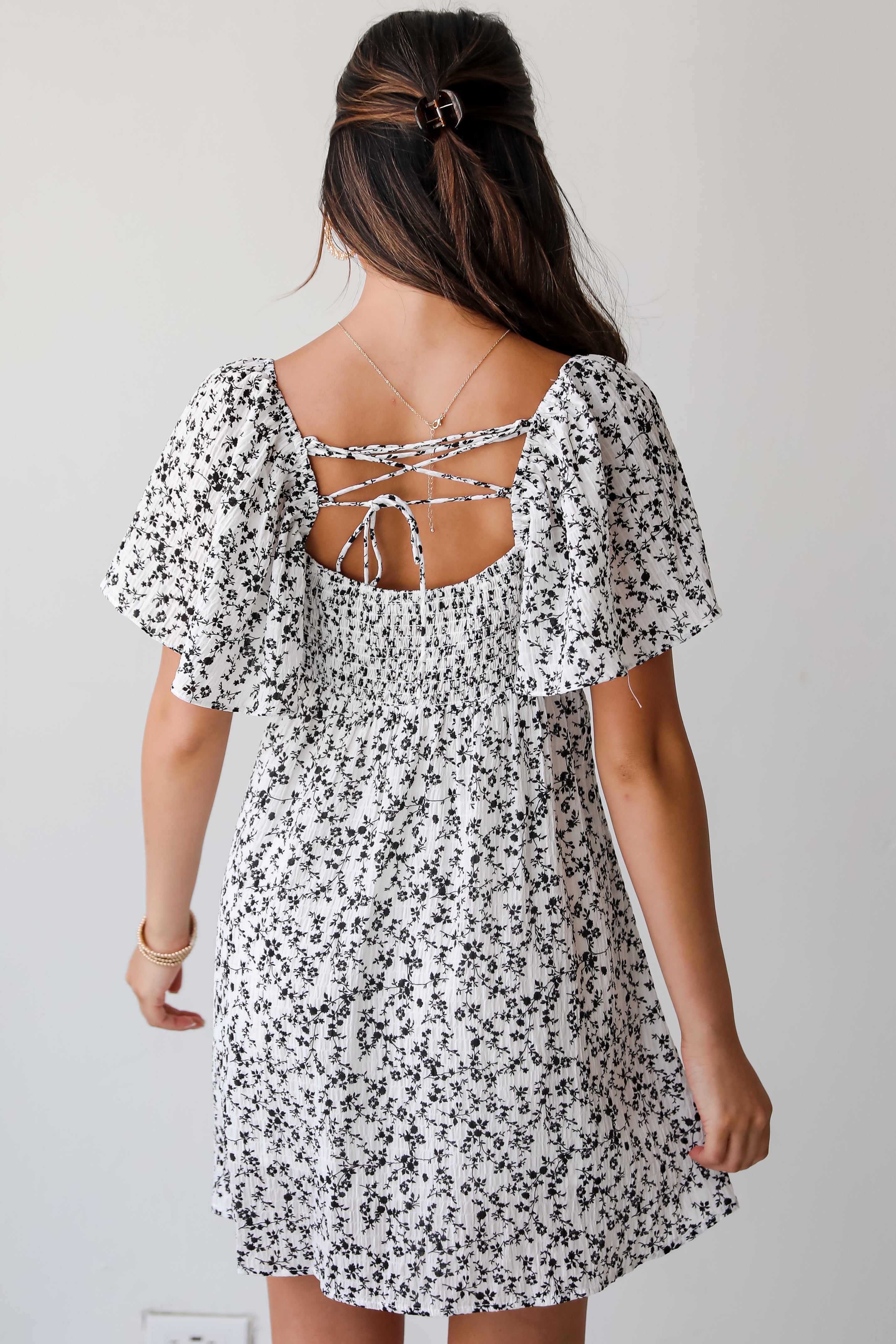 Effortlessly Lovely Ivory Floral Mini Dress