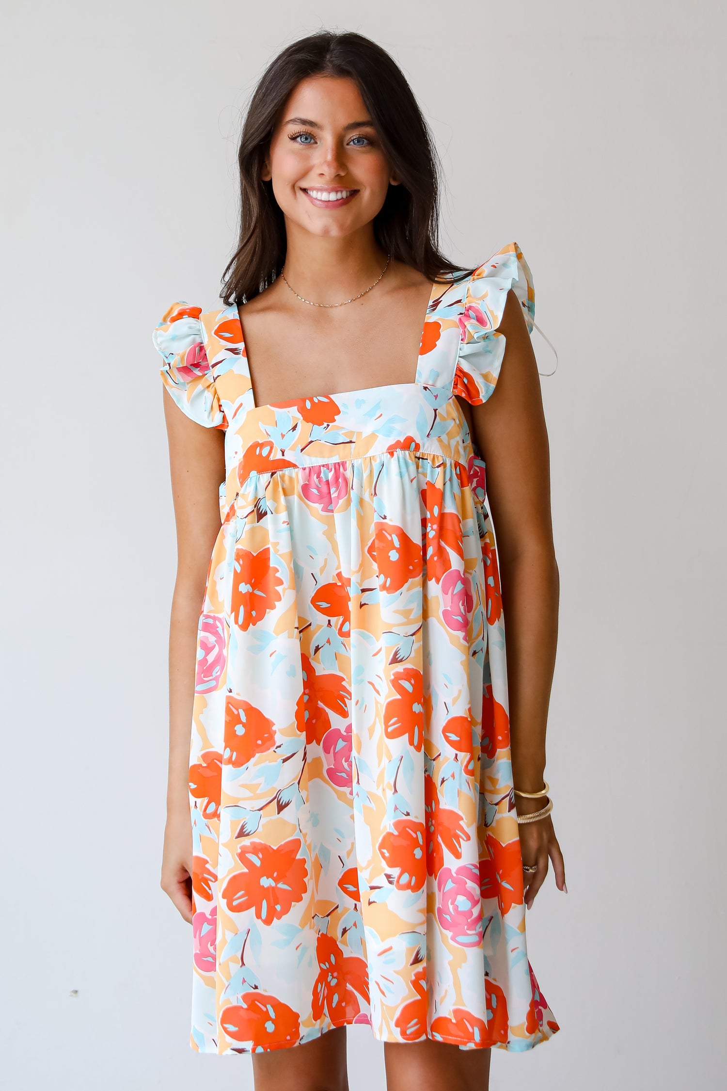 Precious Destiny Orange Floral Mini Dress