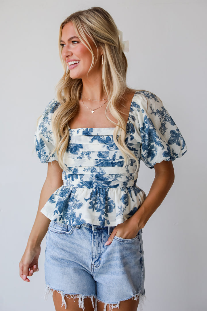 Your Only Darling Ivory Floral Puff Sleeve Blouse