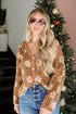 Camel Oversized Floral Sweater Cardigan