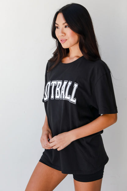 black Football Tee side view