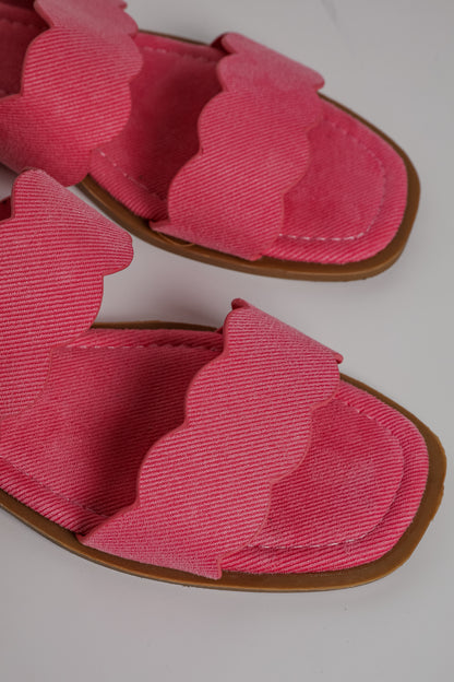 Waves Of My Heart Fuchsia Double Strap Slide Sandals