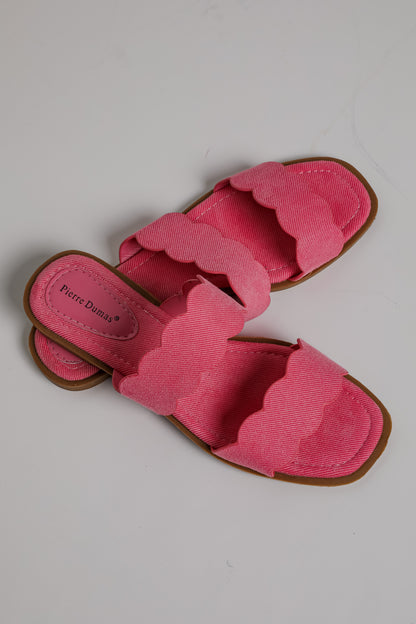 Waves Of My Heart Fuchsia Double Strap Slide Sandals