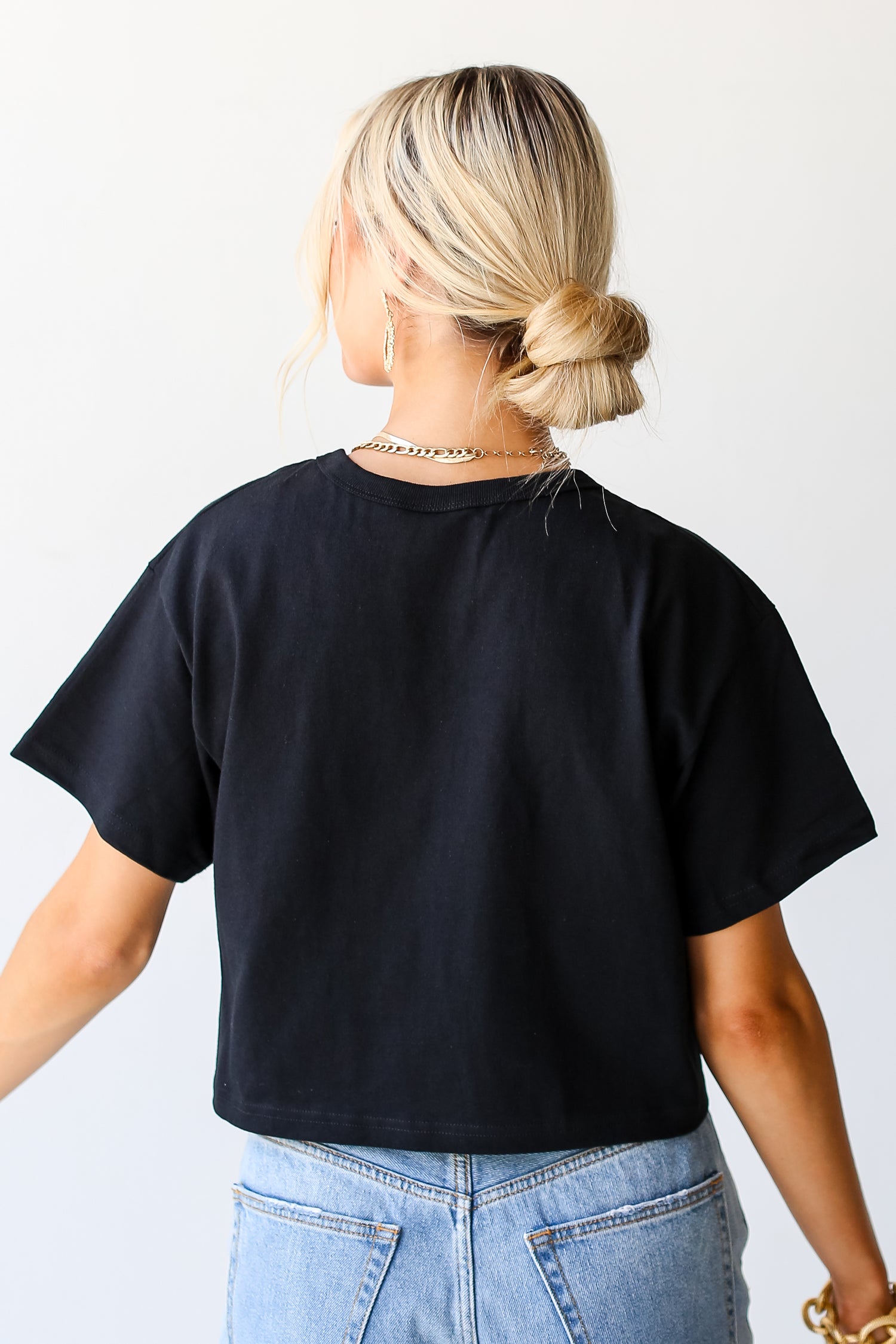 Black Georgia Cropped Tee back view