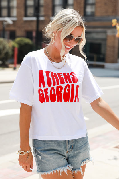 White Athens Georgia Cropped Tee