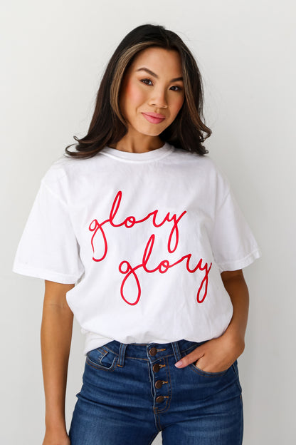 custom White Glory Glory Script Tee