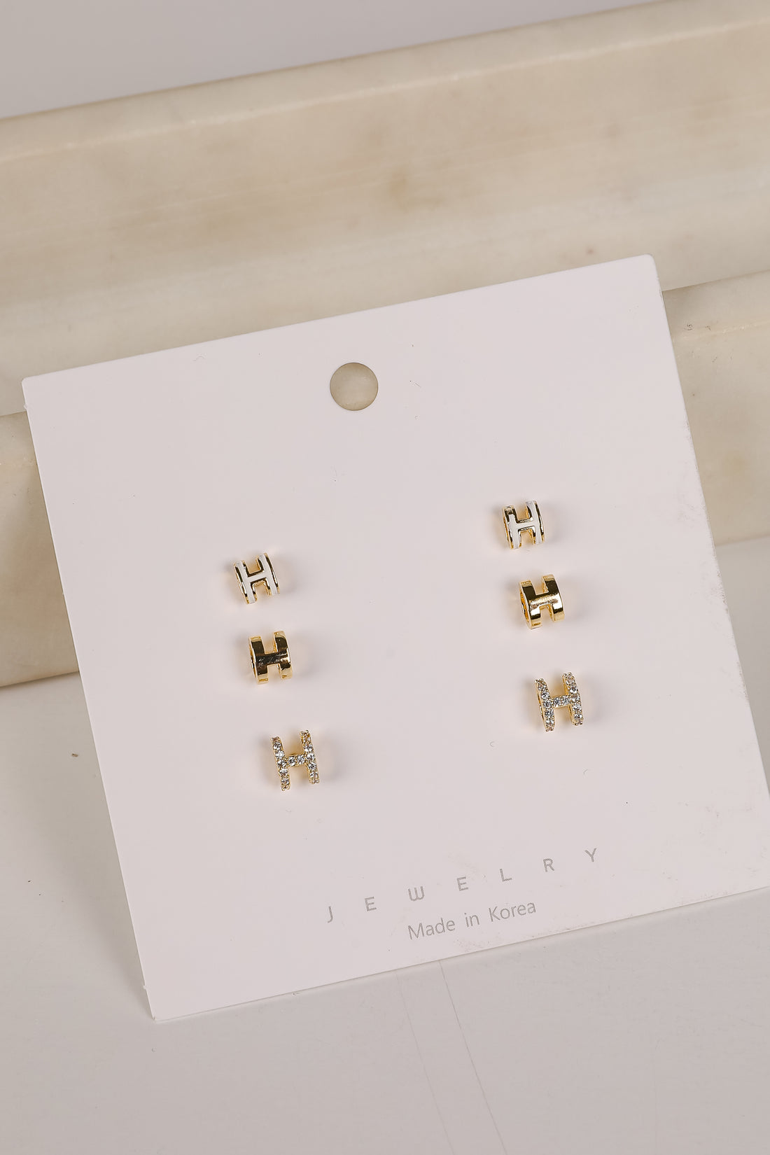 Hadley Gold &quot;H&quot; Stud Earring Set