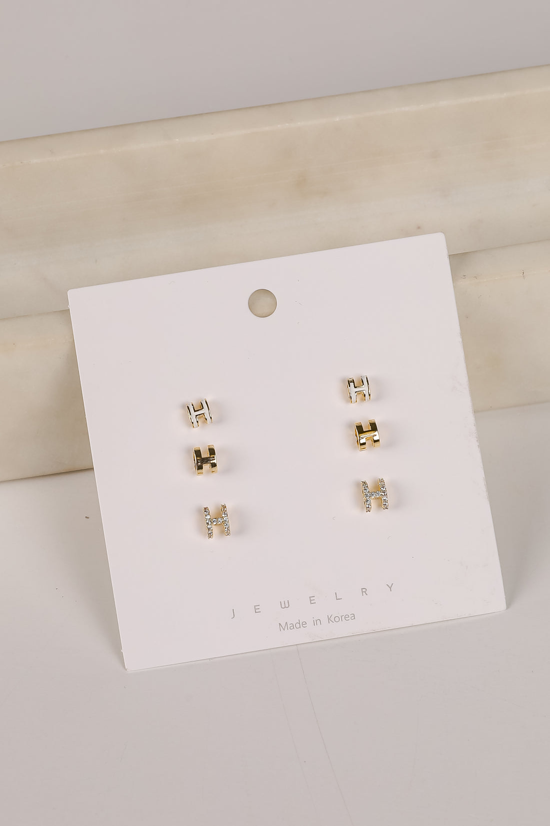 Hadley Gold &quot;H&quot; Stud Earring Set