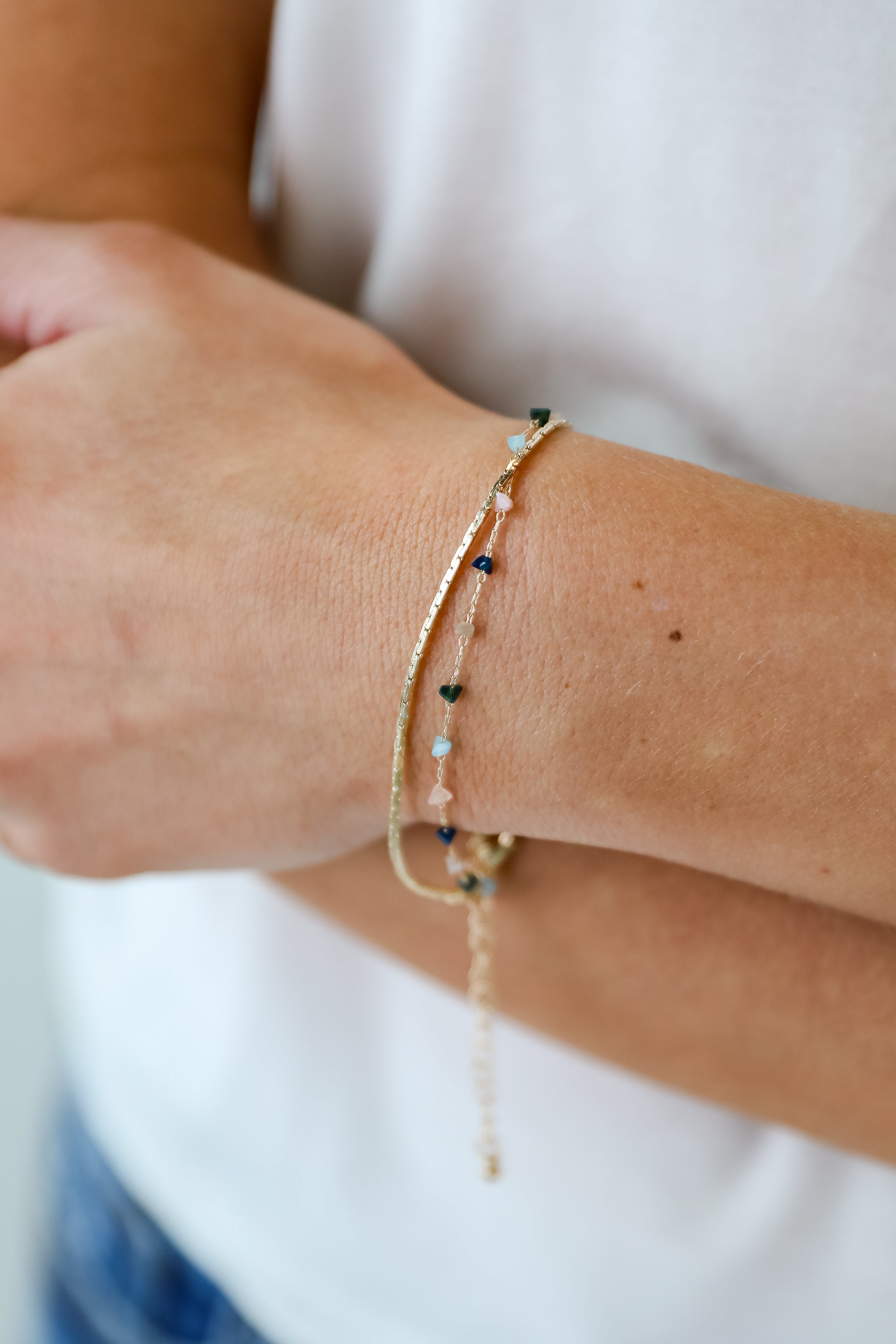 Gabby Gold Beaded Layered Bracelet