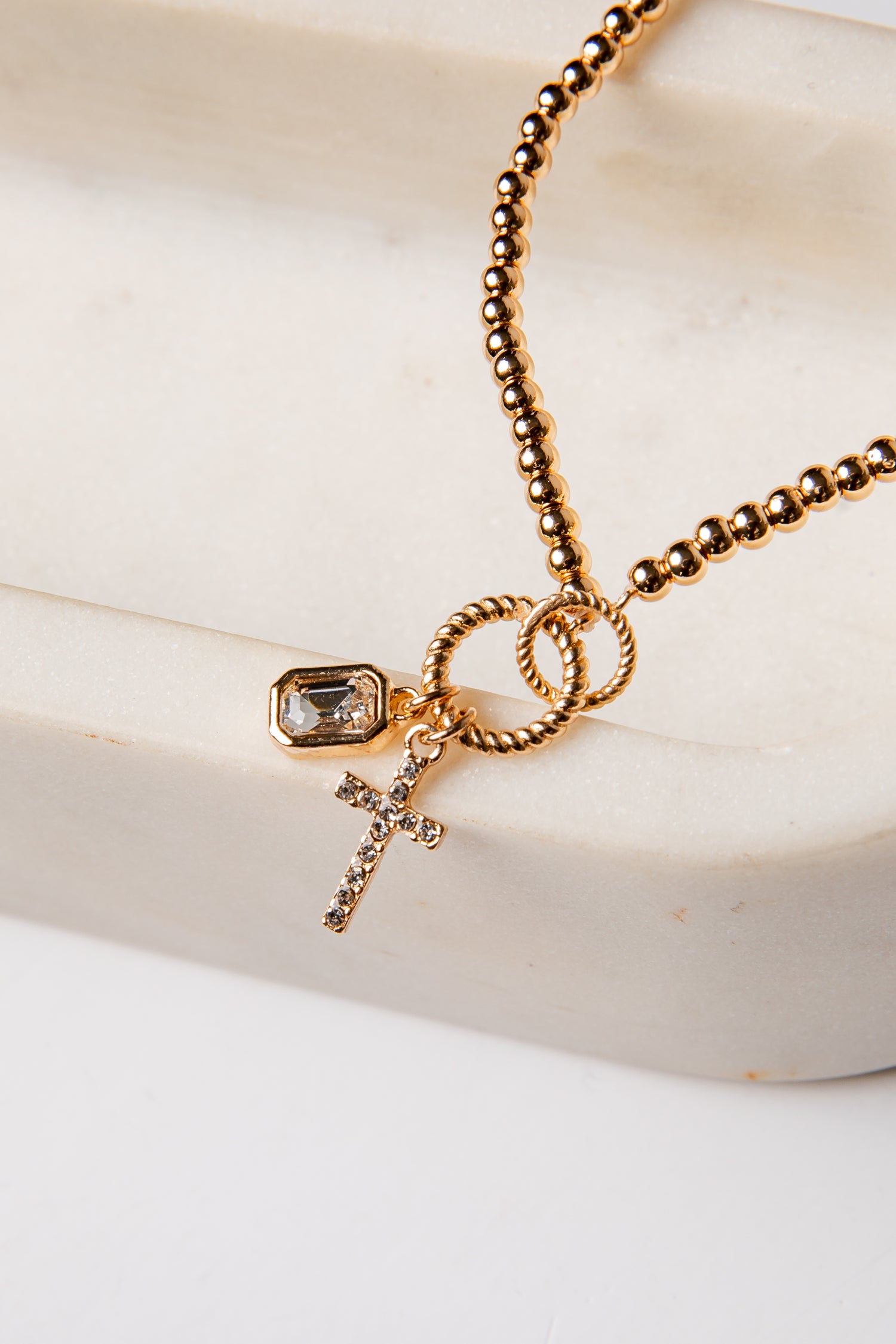 Talia Gold Beaded Charm Bracelet