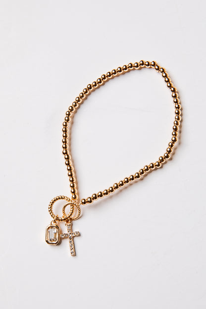 Talia Gold Beaded Charm Bracelet