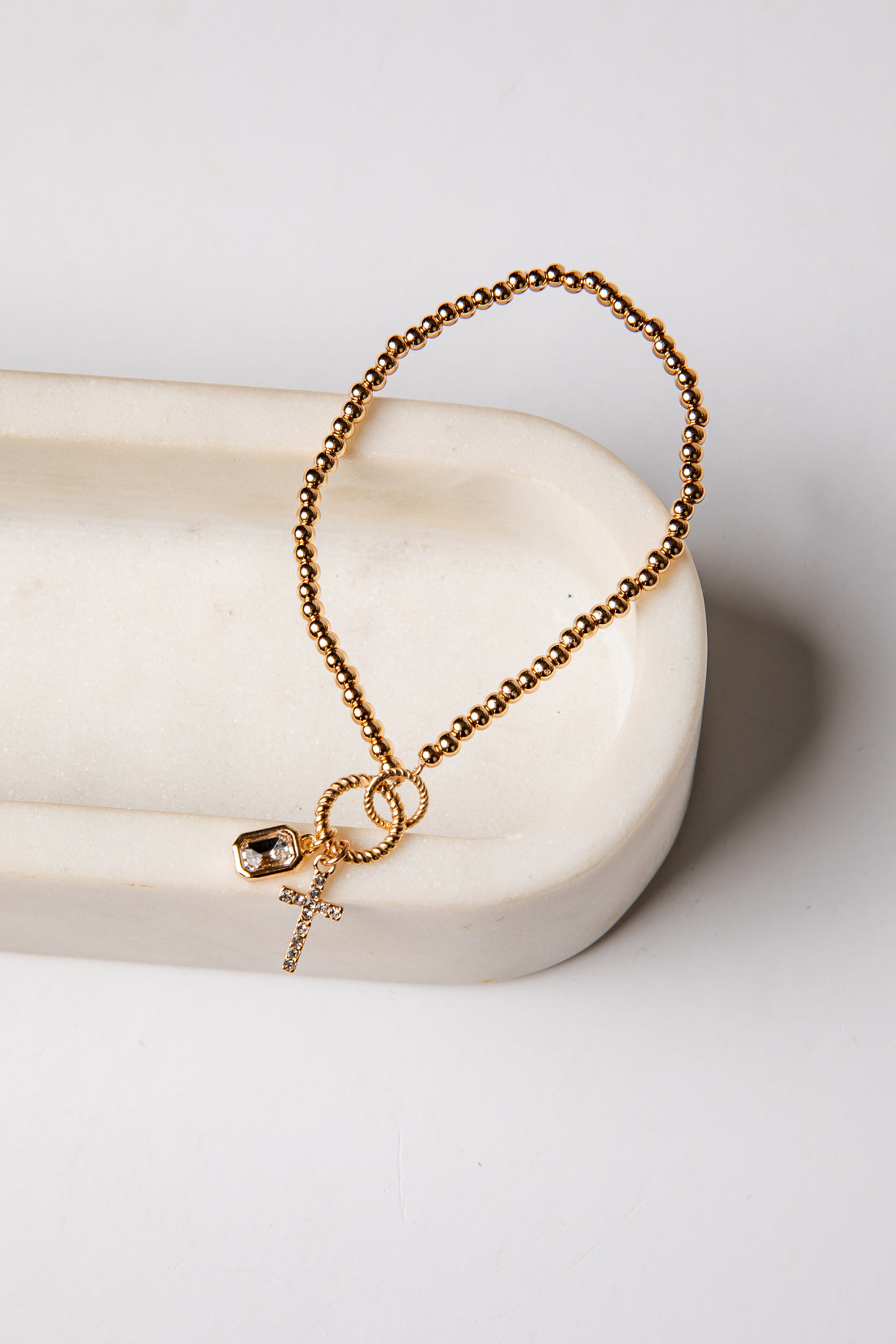 Talia Gold Beaded Charm Bracelet